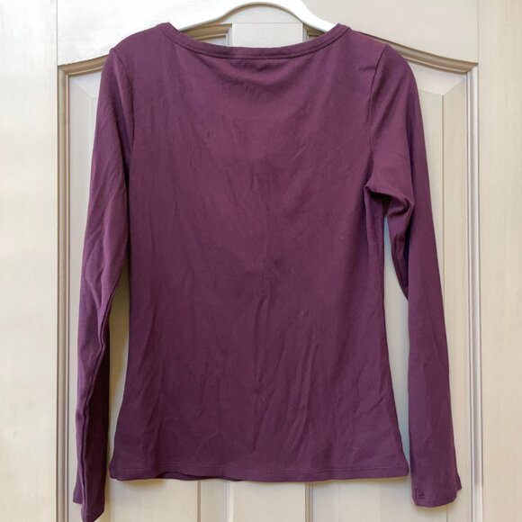 NWOT Athleta Signature Rib Henley Top in Spiced Cabernet - Picture 5 of 5